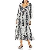 Angie Womens Long Sleeve Twist Front Keyhole Maxi Dress