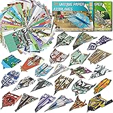 Elfew 48 Sheet Paper Airplane for Kids 6-8, 8-12, Origami Kit, Origami Paper, Craft Paper Gift for Boys and Girls, Art Craft 