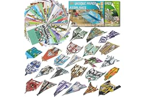 Elfew 48 Sheet Paper Airplane for Kids 6-8, 8-12, Origami Kit, Origami Paper, Craft Paper Gift for Boys and Girls, Art Craft 