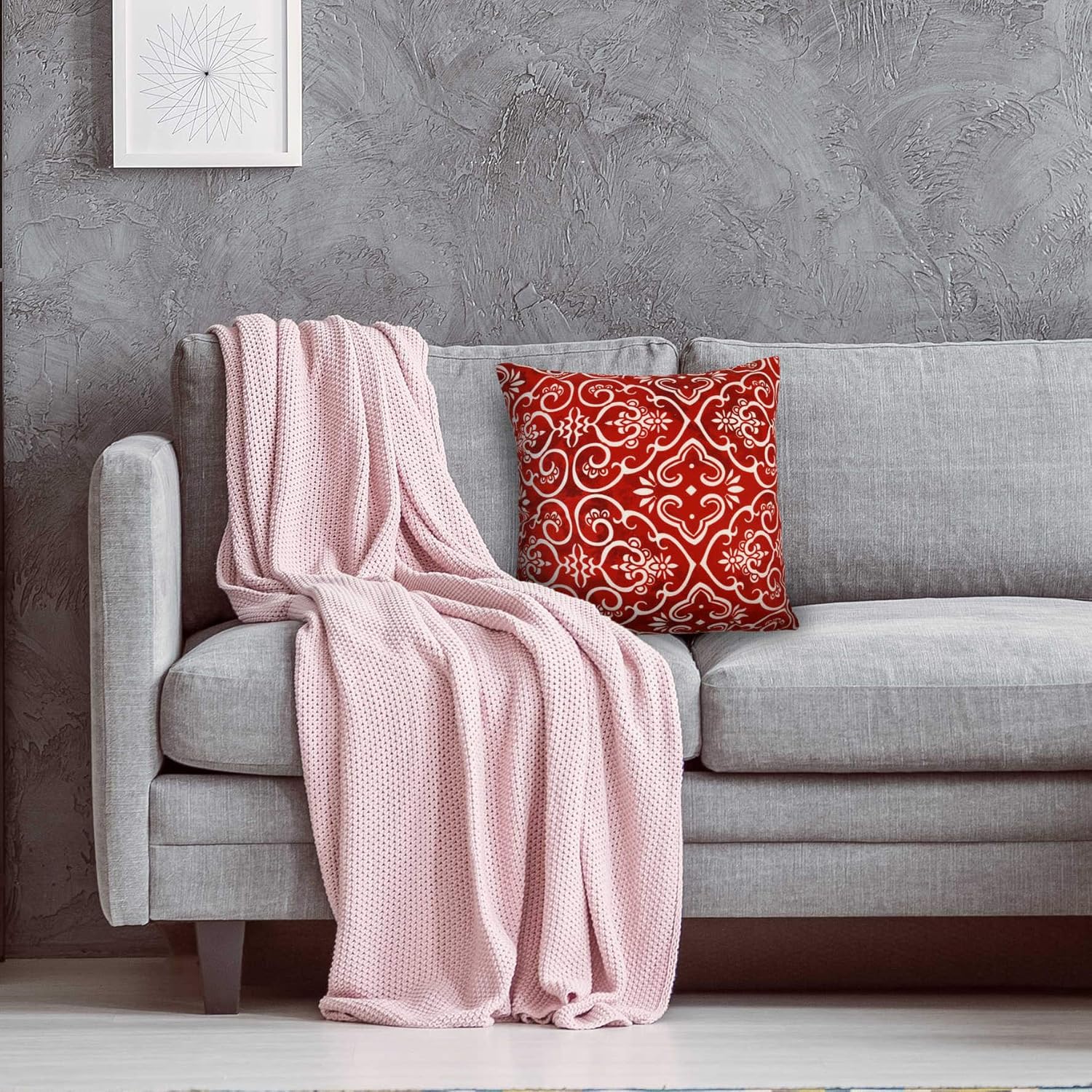 Reusable Velvet Pillow Cover 18 x 18" 1 Pack Washable Square Throw Pillow Covers with Inside Zipper Pillowcase Decorative Pillowslip for Couch Home Yard Car Decoration Geometric Pattern(No Inserts): Home & Kitchen
