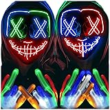 Halloween Mask Skeleton Gloves Set, Light Up Scary