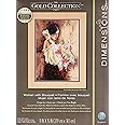 Dimensions Advanced Counted Cross Stitch Kit, Woman with Bouquet, 18 Count Beige Aida, 11'' x 15''