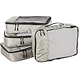 Amazon Basics 4 Piece Packing Cubes with Double Zipper and Mesh Top, Travel Organizer Set, Medium, Gray