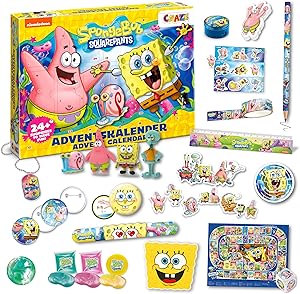 CRAZE SpongeBob Schwammkopf Adventskalender 2025 Kinder – Spielzeug Adventskalender für Jungen und Mädchen mit Sponge Bob Spielzeug und Zubehör