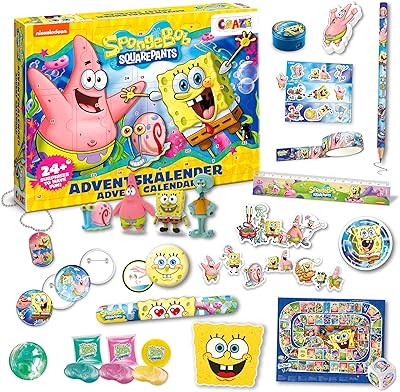 CRAZE SpongeBob Schwammkopf Adventskalender 2025 Kinder – Spielzeug Adventskalender für Jungen und Mädchen mit Sponge Bob Spielzeug und Zubehör