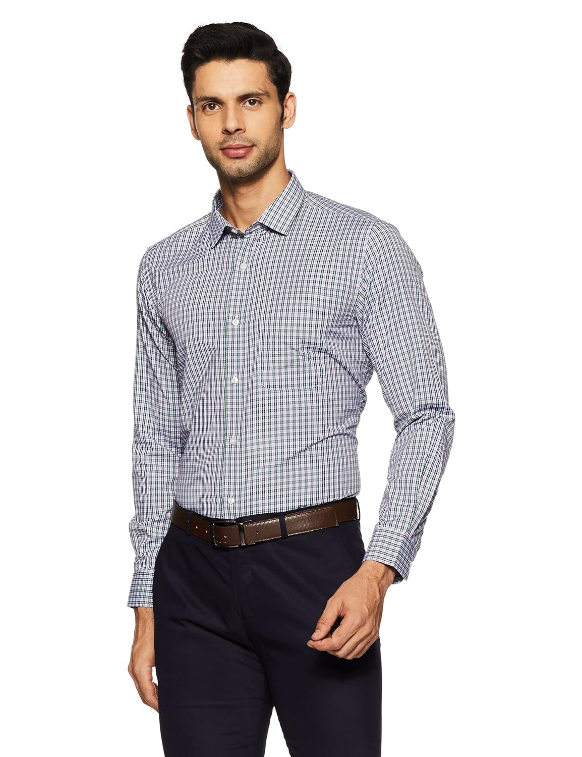 peter england men's solid regular fit formal shirt