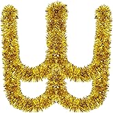 Dingion 59 Feet Mardi Gras Tinsel Garland Metallic Twist Garland Shiny Hanging Ornaments for Carnival Tree Party Supplies Indoor and Outdoor Decoration(Shinny,Gold)