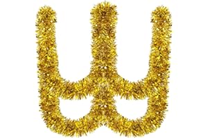 Dingion 59 Feet Christmas Tinsel Garlands Metallic Twist Garland Hanging Garland Ornaments for Halloween Christmas Tree Party Supplies Indoor and Outdoor Decoration(Shinny,Gold)