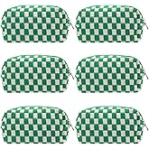 PAZIMIIK Checkered Makeup Bag for Purse Portable Zipper Make Up Pouch Small Cosmetic Case for Travel Accessories (6PCS Green)