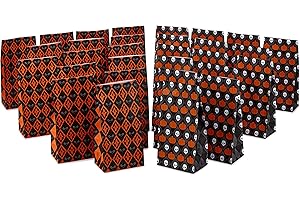 Hallmark Halloween Party Favor and Wrapped Treat Bags (30 Ct., Skulls and Pumpkins, Ghosts and Eyes) for Trick or Treating, Class Parties, Luminaries, Crafts, Día de los Muertos