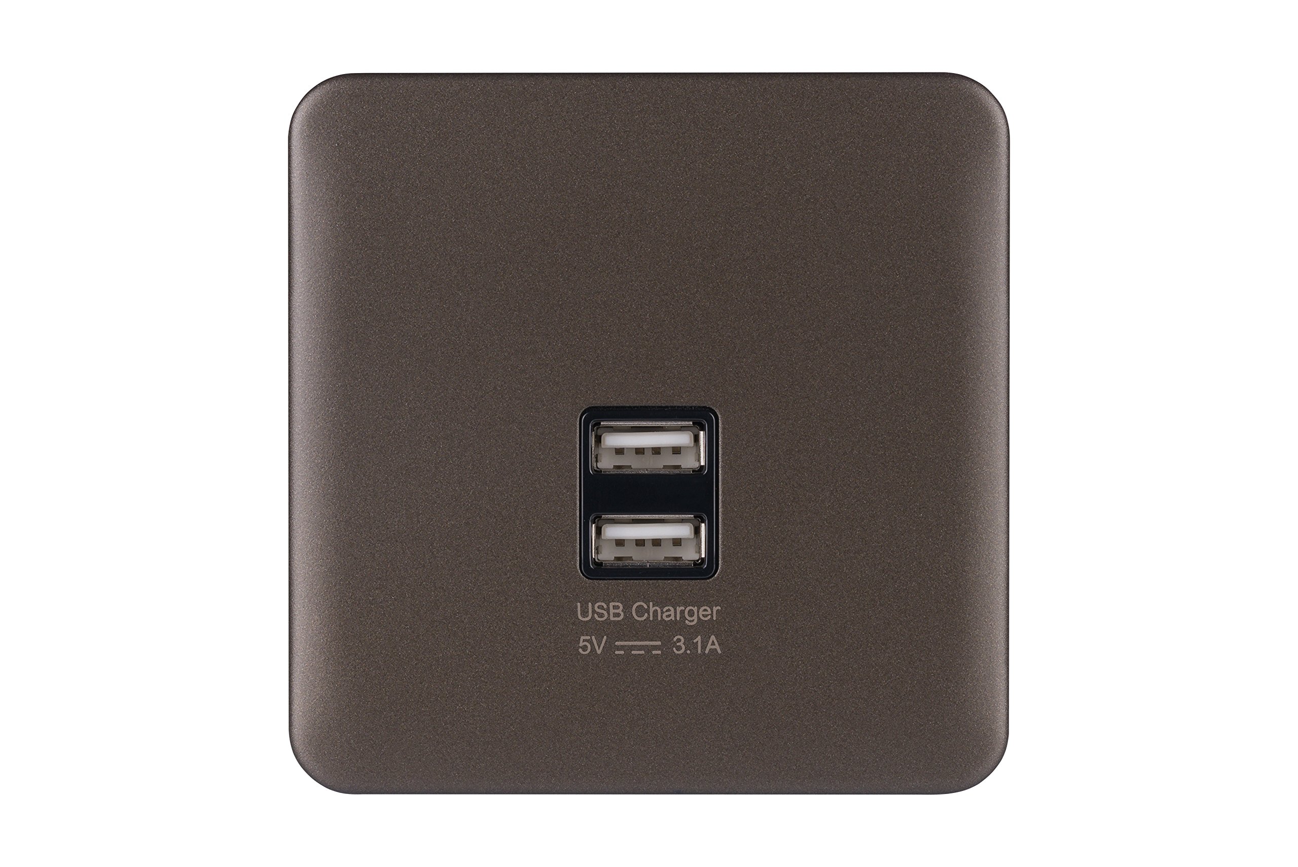 Schneider Electric Lisse Screwless Deco - Single Wall Plate with 2 USB Charging Ports, GGBL70042BMBS, Mocha Bronze with Black Insert