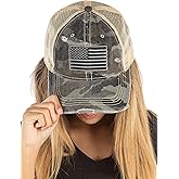 Funky Junque Trucker Hat for Women – Distressed Low Profile Western Camo Baseball Cap with Mesh, Trendy and Adjustable Fit