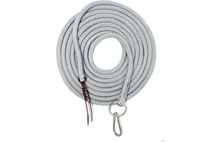 Knotty Girlz 9/16" Double Braid Polyester Yacht Rope Natural Horse Trainling Line, Longline/Lunge Line 22ft. Yacht Rope with O Ring and Carabineer (Grey)