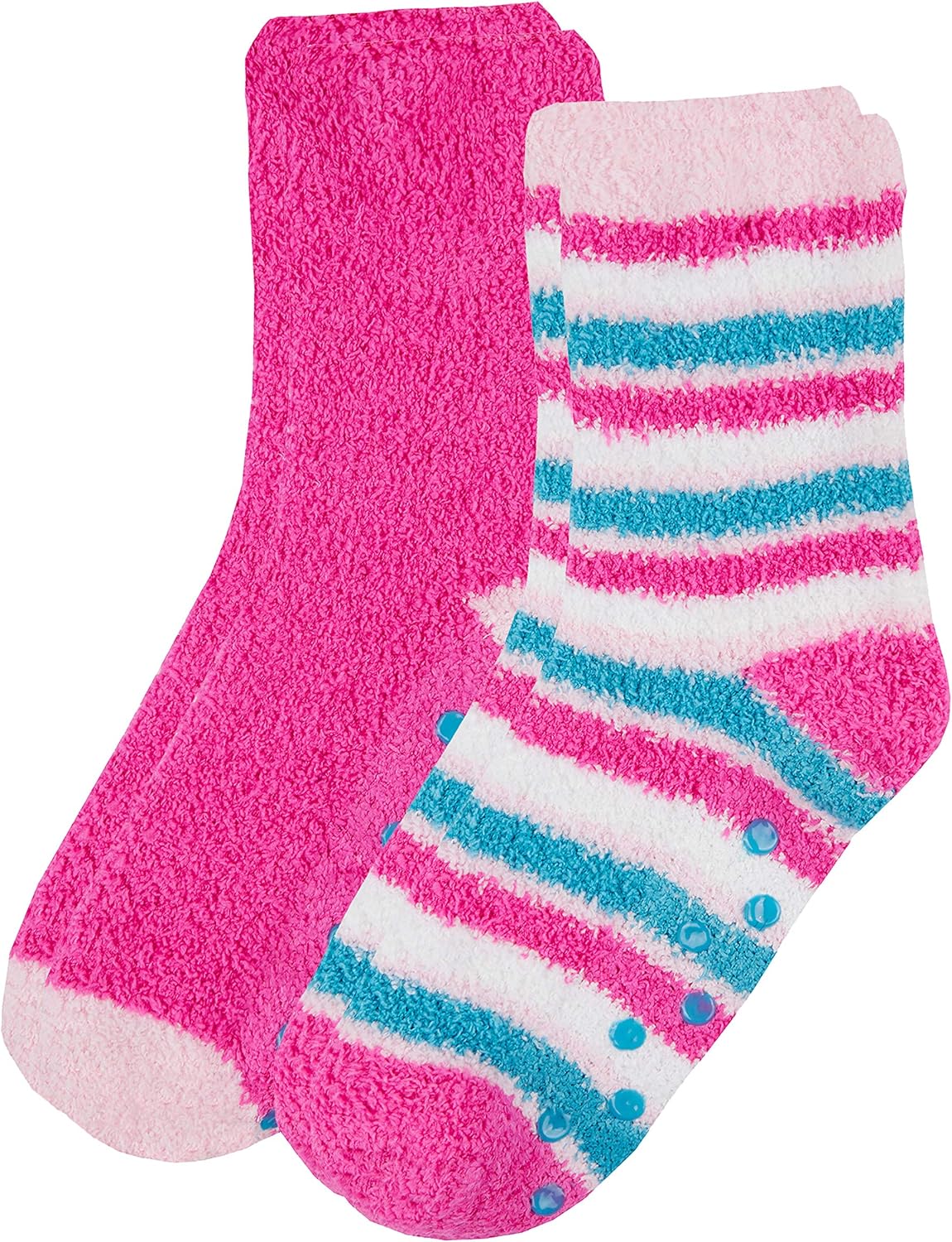 Kids Infants Girls Fluffy Bed Slipper Socks 2 Pairs Non Skid Anti Slip