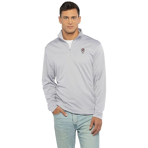 Vantage Apparel Men's Collegiate Micro Mesh Performance Gray 1/4 Zip Pullover, North Carolina State Wolfpack, Gray, Small