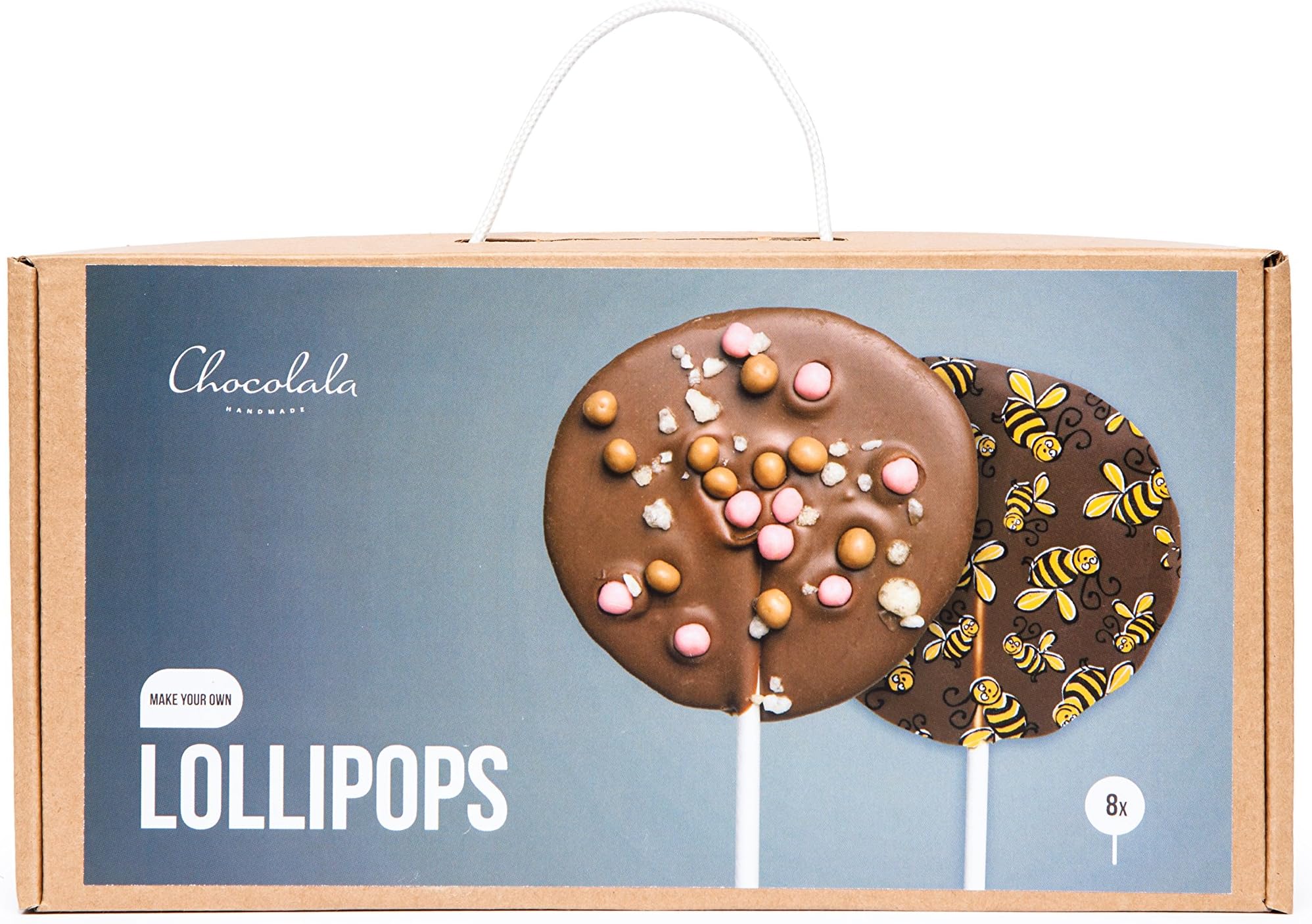 Chocolala Chocolate Box Lollipop Maker | Best For DIY Chocolate Maker, Kids Birthday Party Gift and Activity. Premium Fairtrade Milk Chocolate - Set of 8 Make Your Own Lolly - Makes a Great Sweet Gift