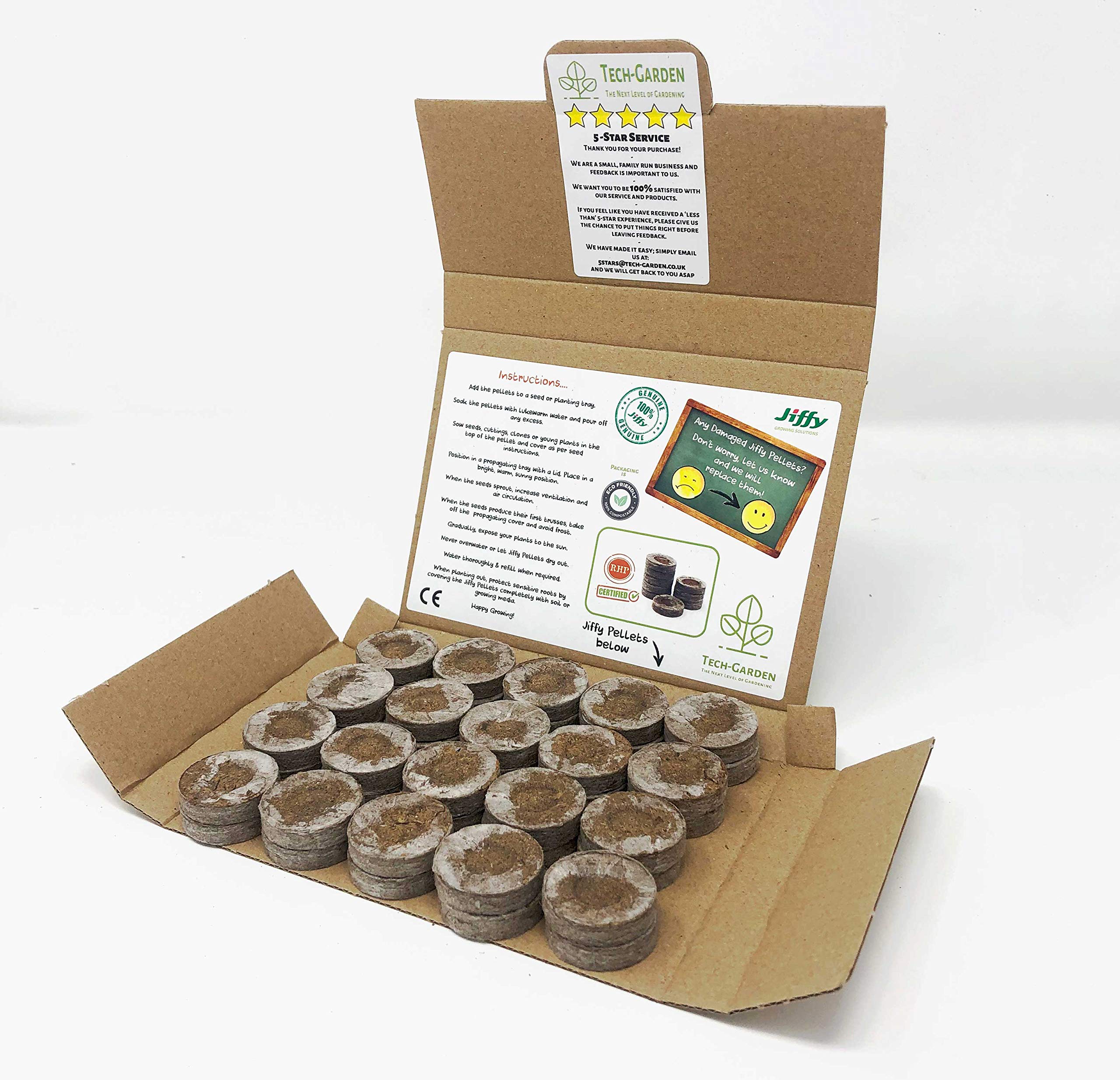 Tech-Garden Pack of 70 - Starter Pellets 35 mm Original Coir Plug Pellet Seed Propagation & Germination Plant & Vegetable Cuttings & Clones