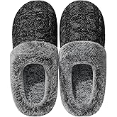shoeslocker Womens Memory Foam Fuzzy Slippers Knitted House Slippers for Women Comfy Slip-On Warm House Shoes