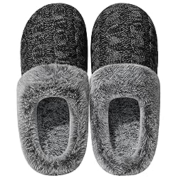 shoeslocker Womens Memory Foam Fuzzy Slippers