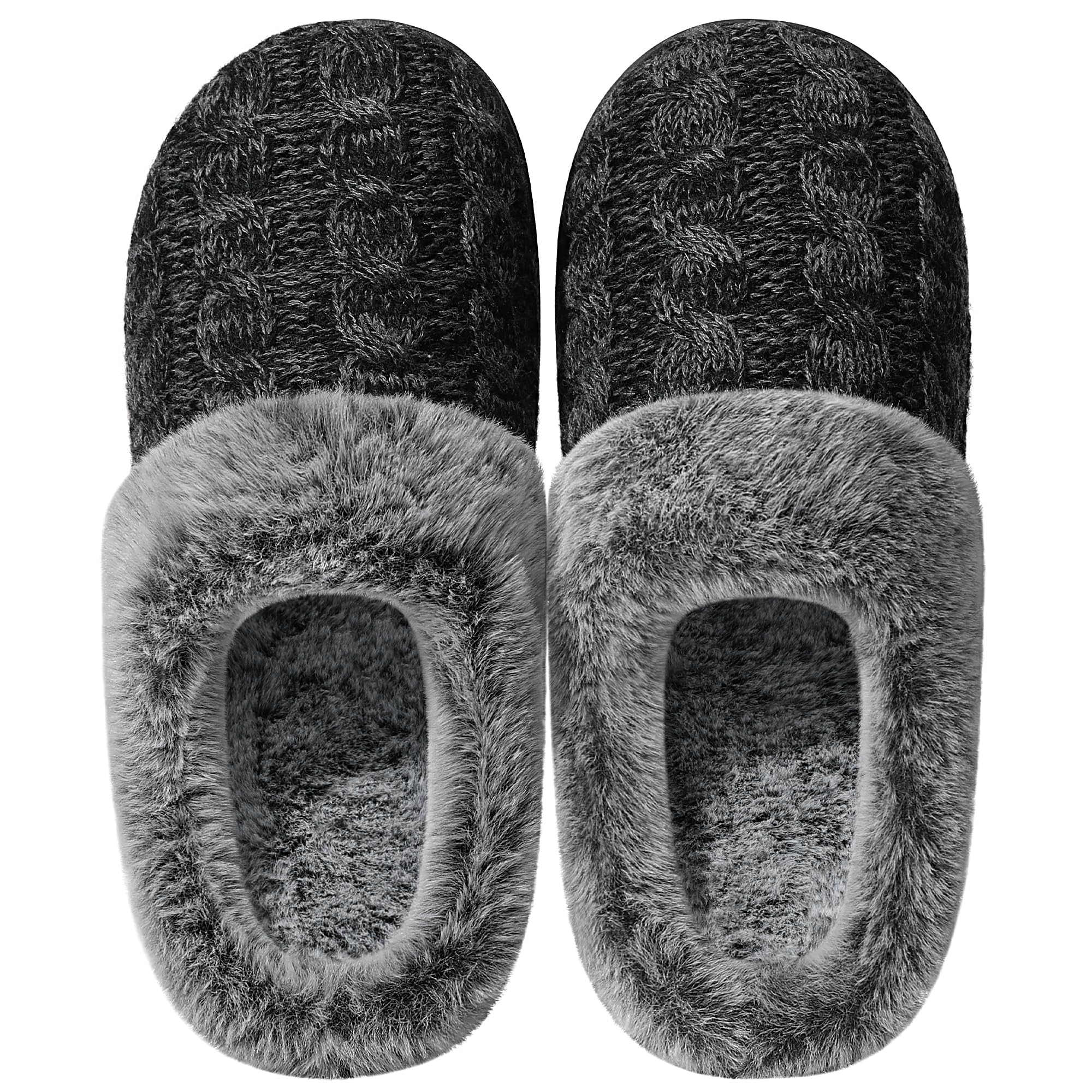 shoeslocker Womens Memory Foam Fuzzy Slippers