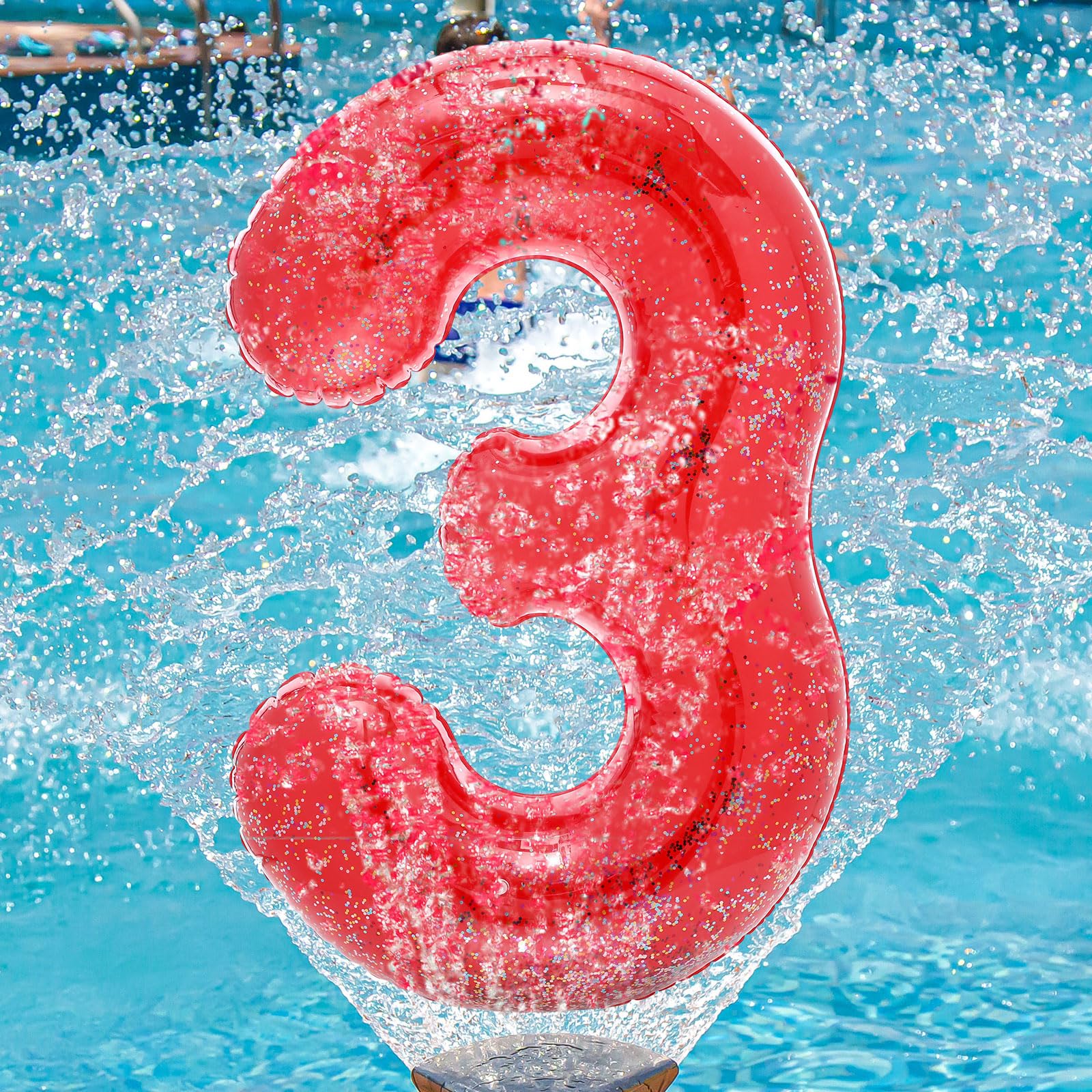 Photo 1 of Foilswirl Birthday Red Inflatable Pool Float, 40 Inch Number 0-9 Giant Pool Party Decorations Jumbo Floating Pool Decorations Balloons for Adults and Teens Parties Decor Backdrop Banner (3)