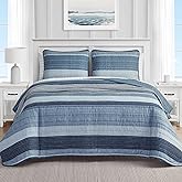 Nautica- Queen Quilt Set, Cotton Reversible Bedding Set, All Season Designer Home Décor (Ridgeport Blue, Queen)