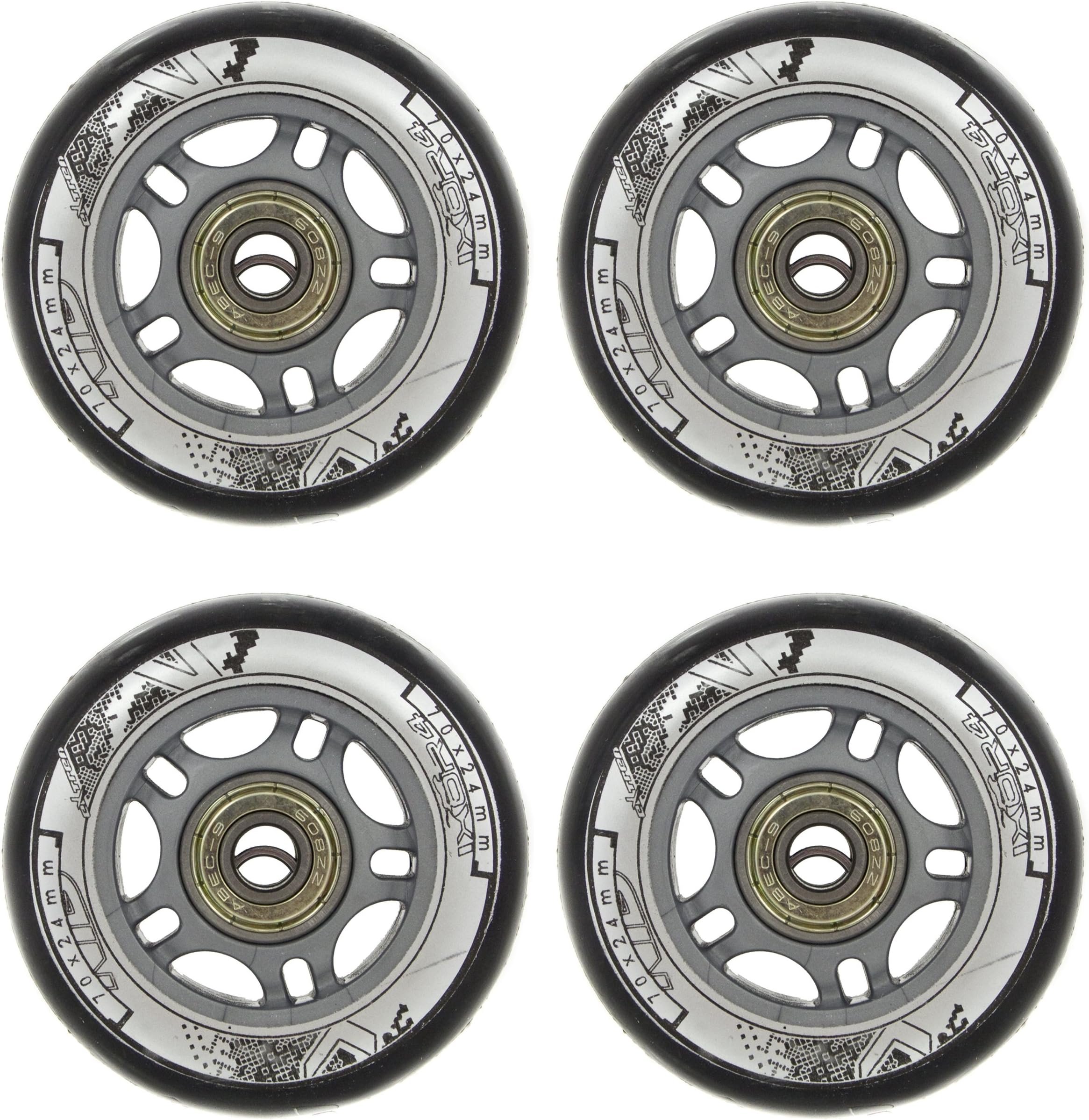 Nils 82A inline skating wheels for leisure skating / 70 mm / polyurethane (Set of 4). + ABEC9 bearings, 8 pieces. Nils