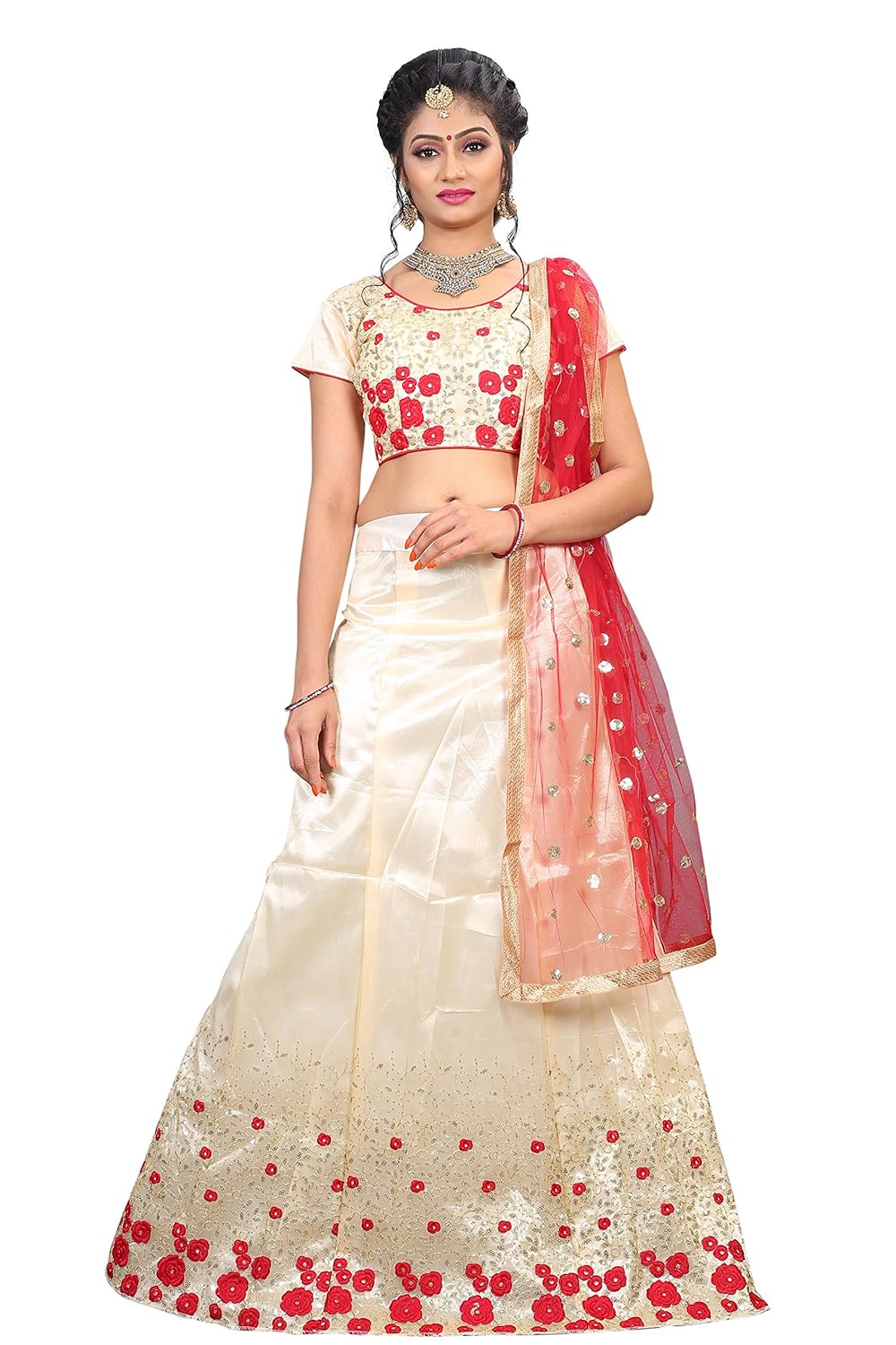 premiier collection women's cream net lehenga cholis(pr651_cream_free size)