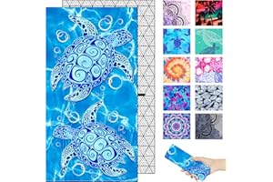 MARGELIFE Sand Free Microfiber Beach Towel – Quick Dry Turtle Lightweight Oversized Large Blue Towel Accessories Travel Swim Pool Yoga Cruise Camping Gear Packable Resistant Gift