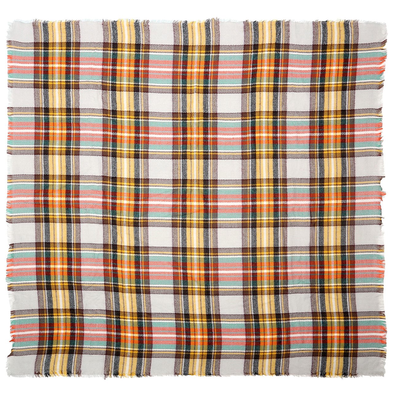 CHIC DIARY Women\'s Tassels Soft Plaid Tartan Scarf Pashmina Winter Large Blanket Wrap Shawl (#02-Yellow)