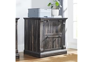 OKD Farmhouse File Cabinet with 2 Drawers, 30" Lateral Filing Cabinet, Hanging File Folders, Interlocking Drawers, Rustic Oak Wood, Brown, Home Office, Living Room, 30" x 22" x 10.2"