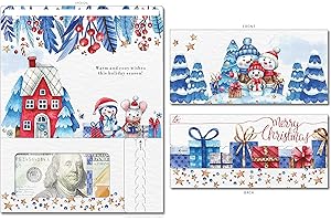 ZipGifts Holiday Card | Zip-Open Money Holder w/Clear Plastic Window for Cash, Check, & Gift Card (Holiday | Warm & Cozy)
