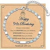 IKIATY 6-21 Years Old Girls Birthday Gifts, Tiny Beaded Bracelets Gifts for Daughter Granddaughter Niece Friends with Happy 6th-21st Birthday Card
