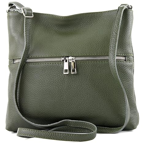 modamoda de - T144 - ital Umhänge-/Schultertasche aus Leder