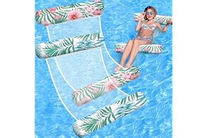 TAVALEU Pool Floats Adult, 2 Pack Inflatable Pool Floats, 4-in-1 Multi-Purpose Rafts Lounger Water Hammock for Swimming Pool, Thick PVC Pool Floaties for Adults Vacation