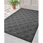 LUMI Indoor Door Mat, Absorbent Non-Slip Thin Doormat, Washable Door Mats, Woven Pattern Inside Floor Mat, Ideal for Entryway, Front Door, Home Decor, 32"x48", Woven Grey