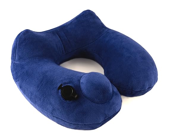 musegear® Reise Nackenkissen - aufblasbar - Superweiches Fleece mit hygienischer Pumpen-Technologie für ruhigen Schlaf unterw