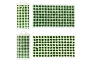 Woohome 208 PCS Static Grass Tuft Green Terrain Kit - Scenery Miniature Shrubs Bushes for Train Landscape Railway Artificial 