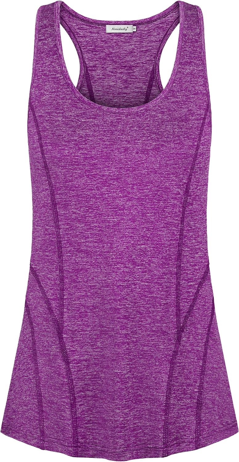 Ninedaily Women's Sleeveless Workout Tank Top Scoop Neck Banded Racerback Shirts