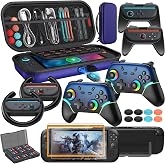 FYOUNG Switch 2 Accessories with Pro Style Controller,Bundle for Nintendo 2 | Case Bundle for Nintendo Switch 2 Console, 23 IN 1 Kit: Carrying Case, Protective Shell, Grip, Steering Wheel