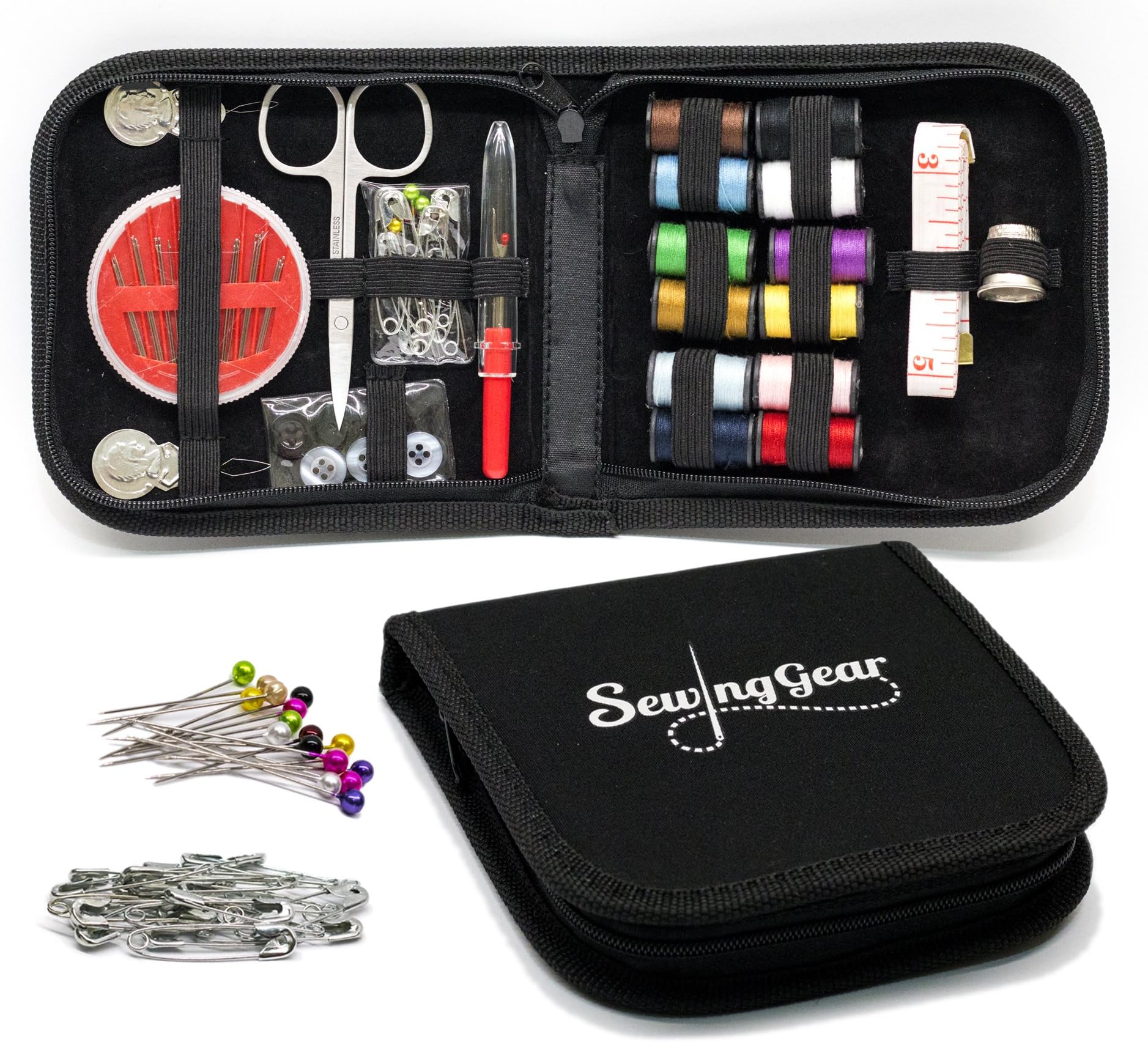 Mini Sewing Kit for Home, Travel, Camping and Emergency. Best Gift for Adults, Girls, Kids and Beginners. Portable, Compact Sew Supplies Set. Comes with 100 Extra Pins and Safety Pins. (Small)