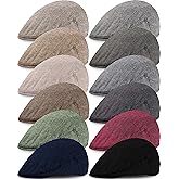 Foaincore 12 Pack Men's Newsboy Cap, Adjustable Flat Newsboy Hat for Men Wool Blend Cabbie Driving Cap for Daily Outdoor Use