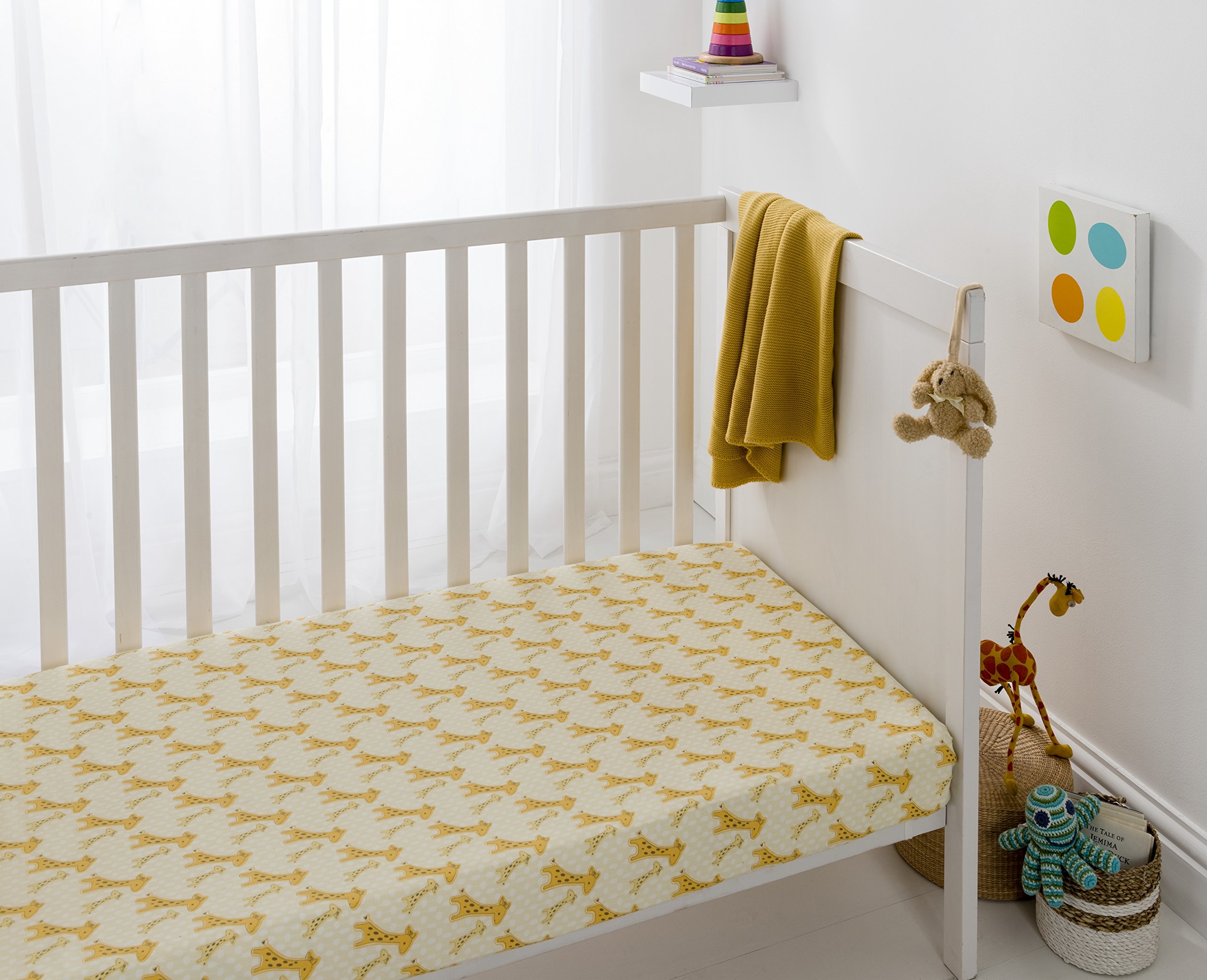 Cuddles & Cribs 1 Pack GOTS Certified Organic Cotton Fitted Crib Sheet - Giraffe