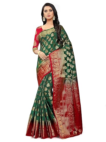 Women's Banarasi Art Silk Saree With Blouse Piece