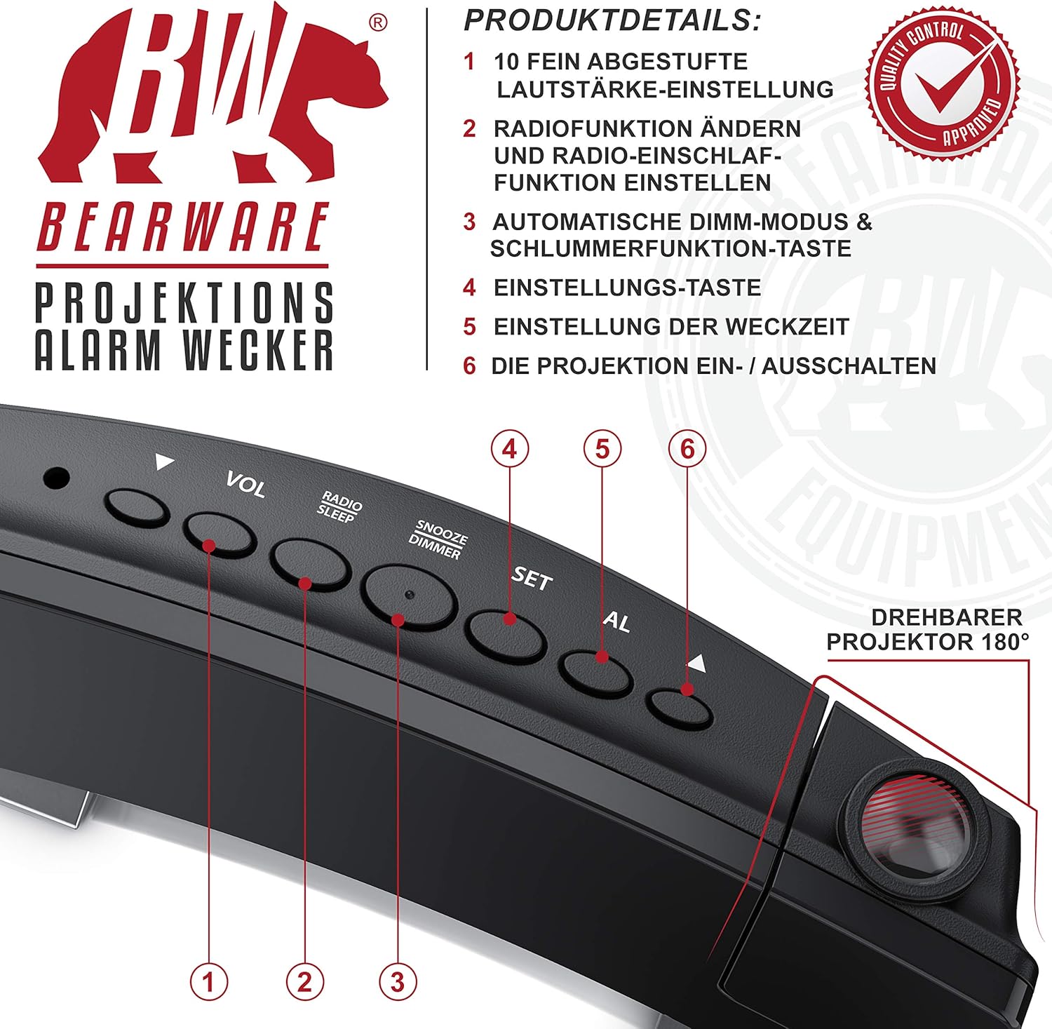 Csl Fm Wekker Projectiewekker Digitale Wekker Flip Projectie Display 2 Wekalarmen 10 Volumeniveaus Autodimmer 15 Fm Radiogeheugen Blauwe Cijfers Met 3 Lichtsterktes Zwart Amazon Nl