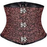 JASGOOD Women’s Black Brown Underbust Corset Belt – Lace-Up Boned Waist Corset Fashion Bustier for Halloween