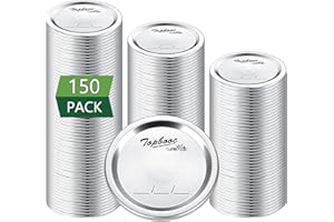 TOPBOOC Canning Lids for Ball, Kerr Jars - Split-Type Metal Mason Jar Lids for Canning - Food Grade Material, 100% Fit & Airtight for Regular Mouth Jars (Regular Mouth（150 Pcs）)