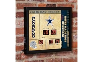 TEAM SPORTS AMERICA NFL Dallas Cowboys Scoreboard Digital Wall Clock with Bluetooth Speaker, Vintage Wall Decor for Sports Man Cave, Game Rooms, Gift for Football Fans