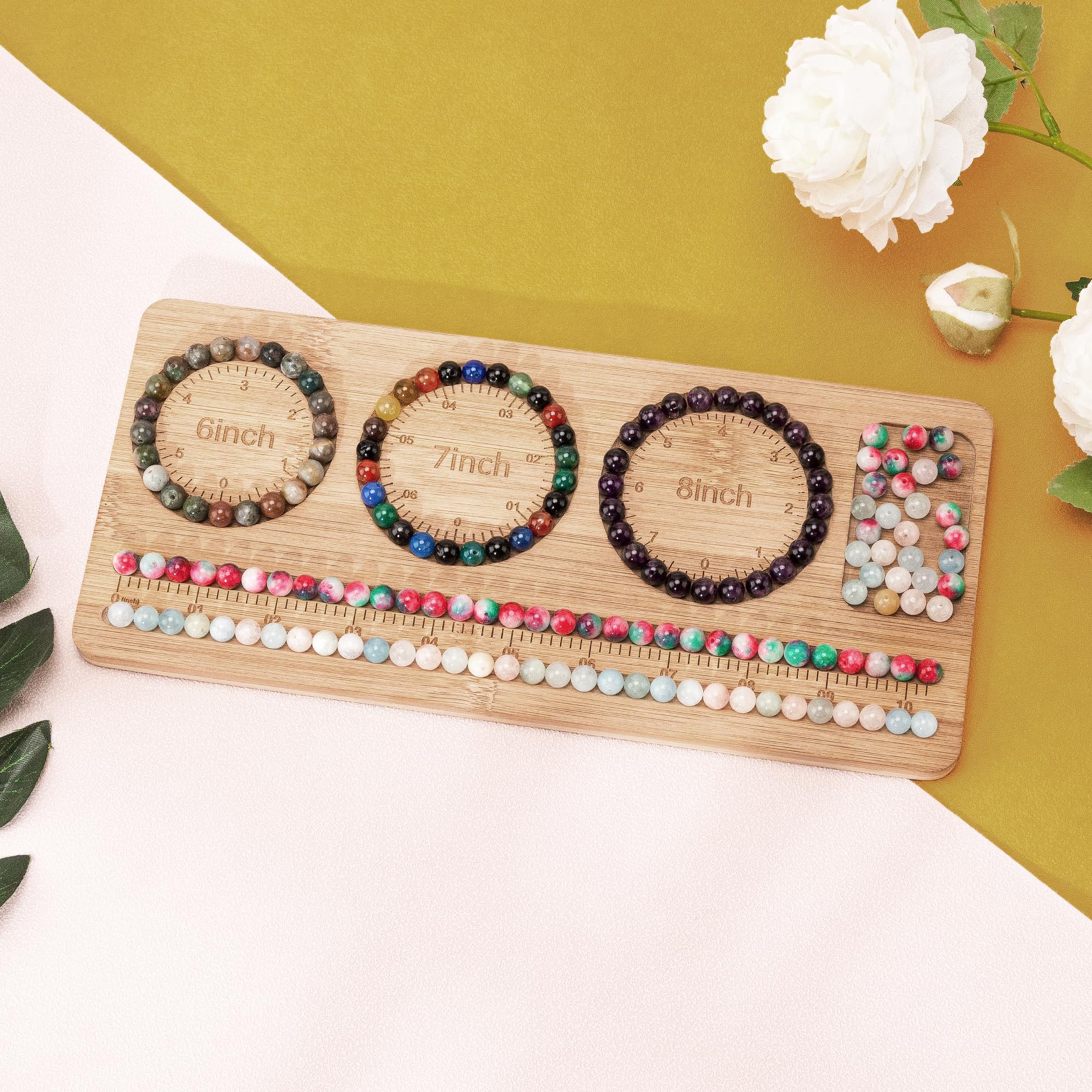 HSZCTUY Bead Board for Jewelry Making, Bamboo Beading Board for Bracelet Making, Beads Maker, Bracelet Making Kit, Bead Tray, Bracelet Sizer, Jewelry Making Supplies