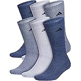 adidas mens Athletic Cushioned 6-pack Crew, Cushioned Crew Socks With Arch Compression for a Secure Fit